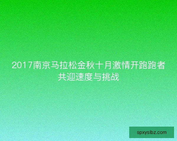 2017南京马拉松金秋十月激情开跑跑者共迎速度与挑战