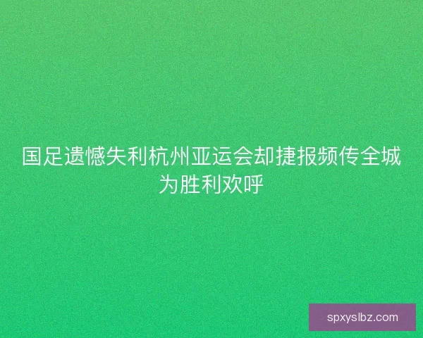 国足遗憾失利杭州亚运会却捷报频传全城为胜利欢呼