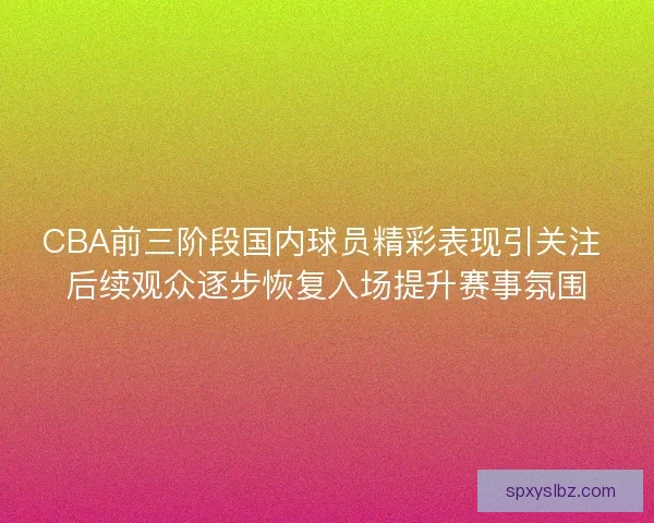 CBA前三阶段国内球员精彩表现引关注 后续观众逐步恢复入场提升赛事氛围