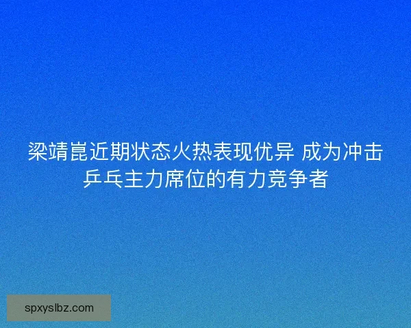 梁靖崑近期状态火热表现优异 成为冲击乒乓主力席位的有力竞争者 梁靖崑近期状态火热表现优异 成为冲击乒乓主力席位的有力竞争者